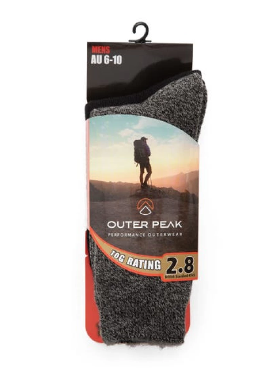 Lowes Men's Outer Peak Black Thermal Socks 2 Pack - Winter Warm Wool Hiking Socks