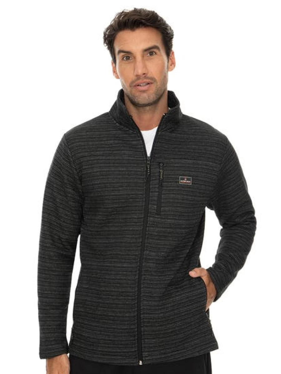 Outer Peak Men's Black Fleece Zip-Up Jacket - Warm & Lightweight Outdoor Pullover