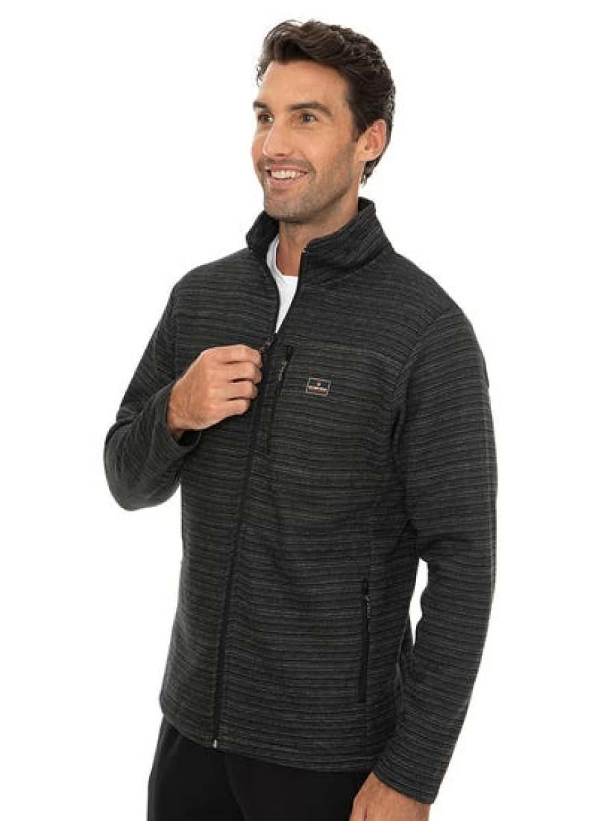 Outer Peak Men's Black Fleece Zip-Up Jacket - Warm & Lightweight Outdoor Pullover