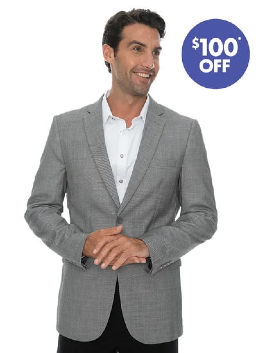 Perizzi Men's Slim Fit Grey Suit Jacket - Premium Tailored Blazer for Formal Wear