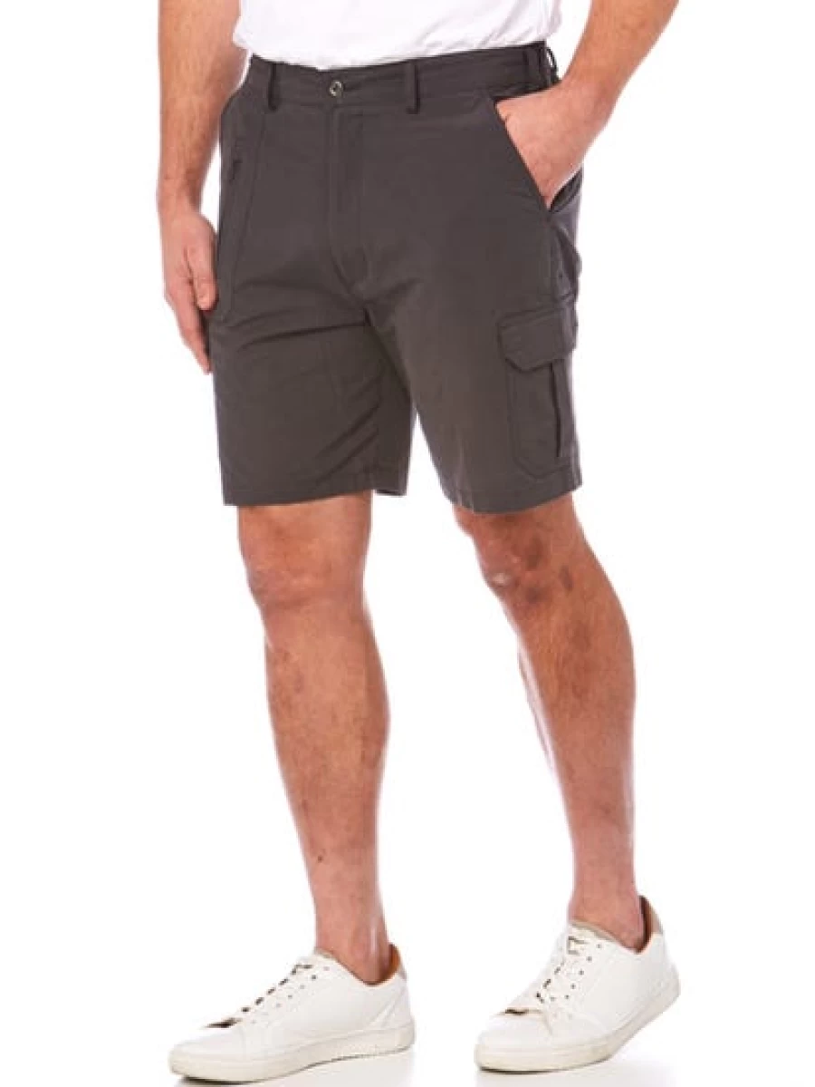 Men's Travel Shorts with Elastic Waist - Charcoal by Elliotts