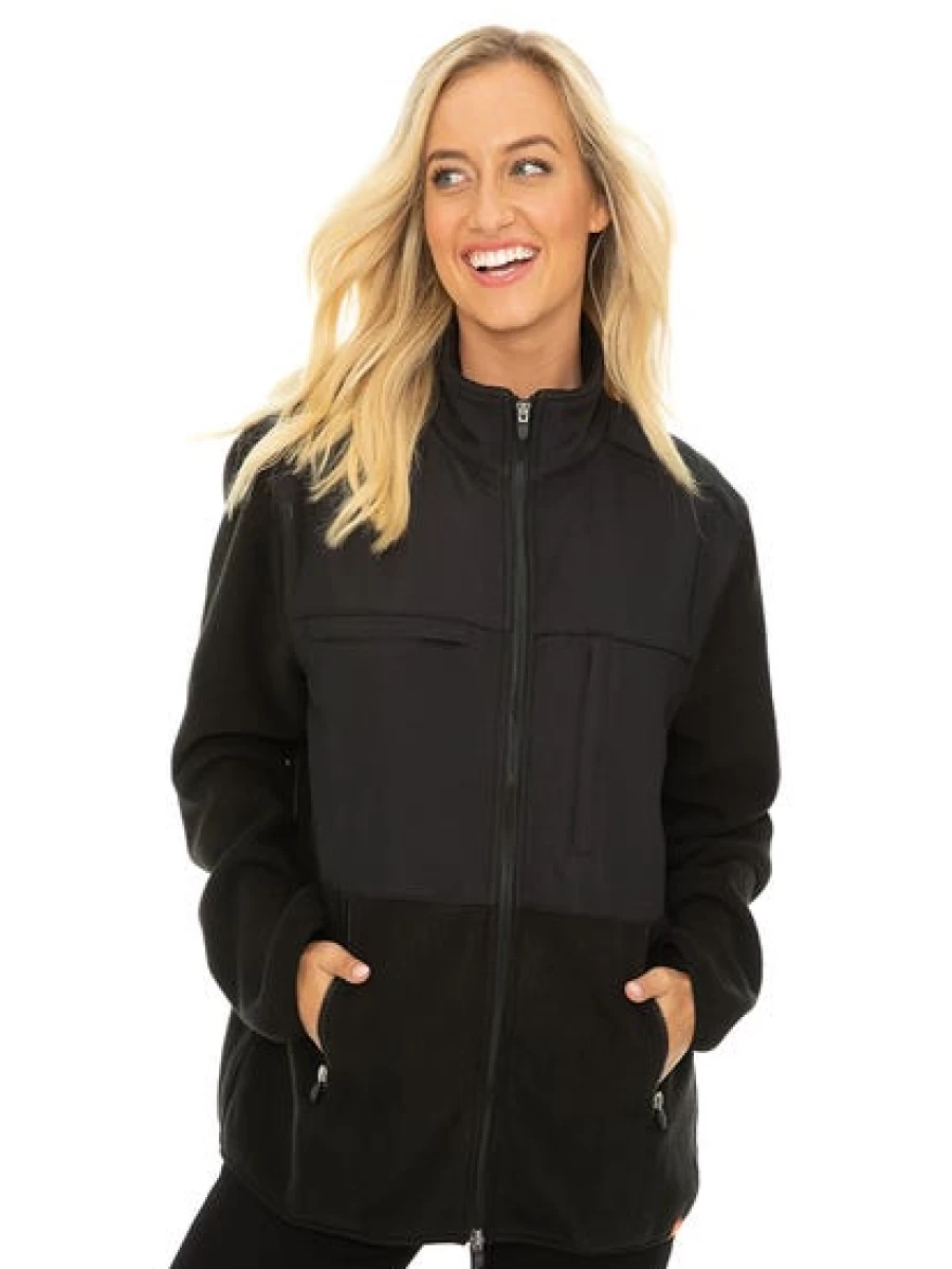 Outer Peak Men's Black Polar Fleece Zip-Up Jacket - Soft Thermal Winter Pullover for Outdoor Activities