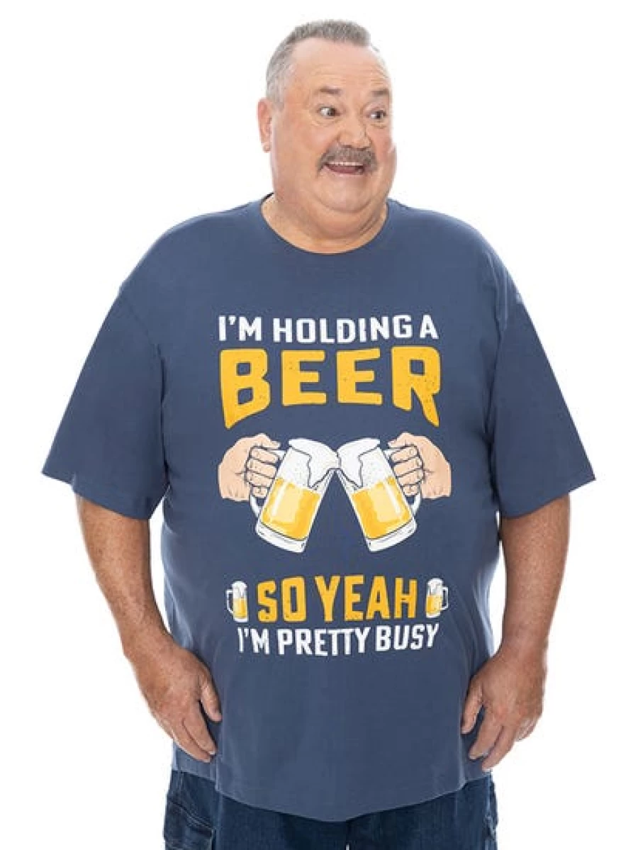 DBK Men's Funny Hold My Beer T-Shirt - Big & Tall Humor Graphic Tee