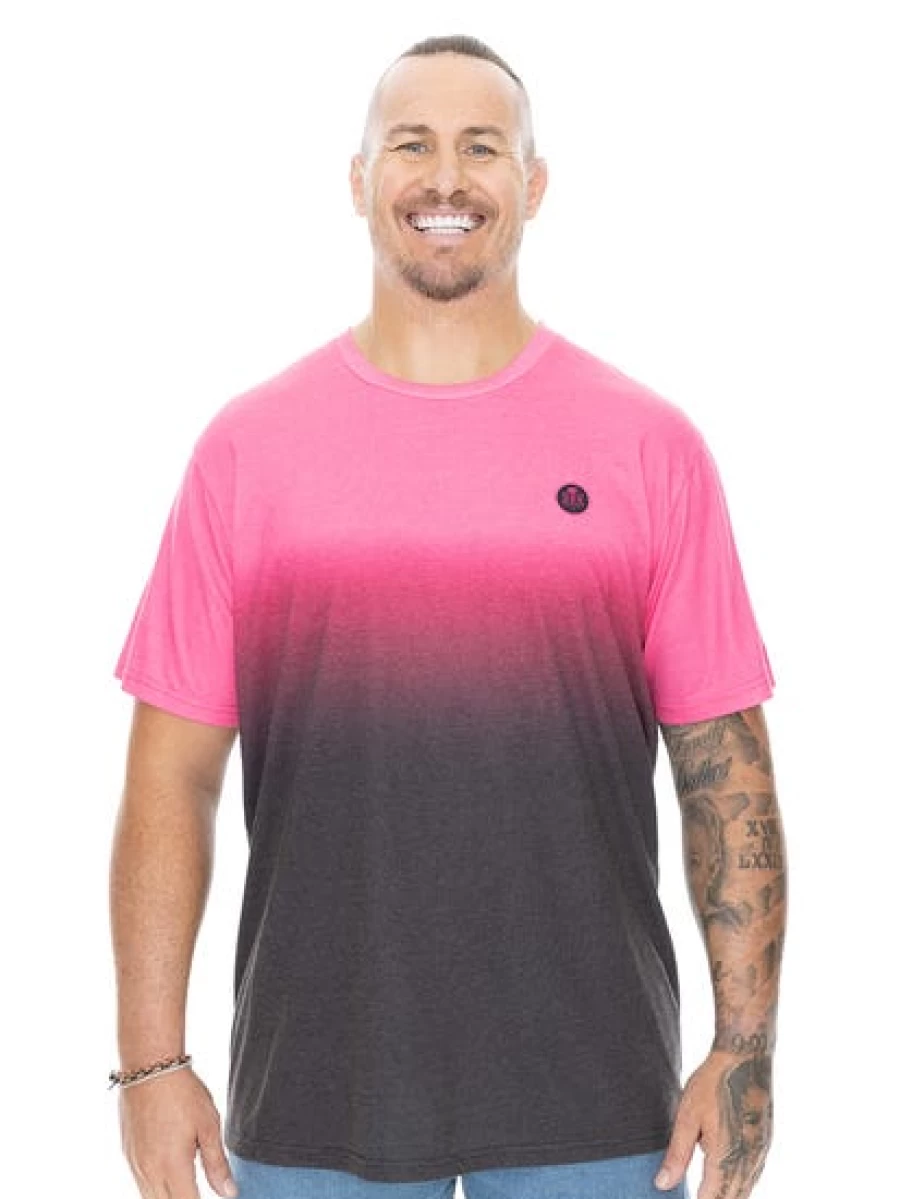 DBK Men's Big & Tall Hot Pink Ombre Graphic T-Shirt - Soft Cotton Tee