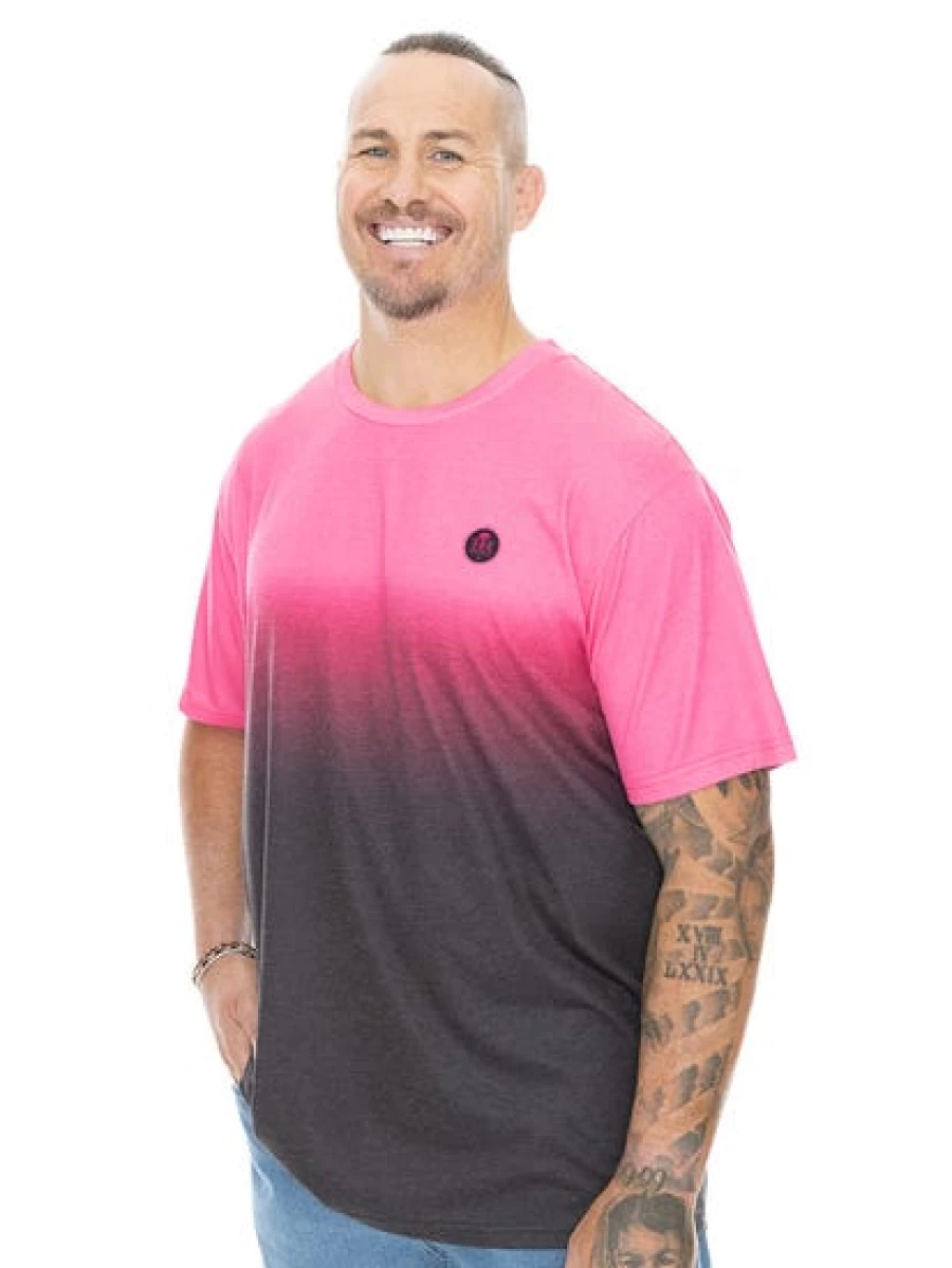 DBK Men's Big & Tall Hot Pink Ombre Graphic T-Shirt - Soft Cotton Tee