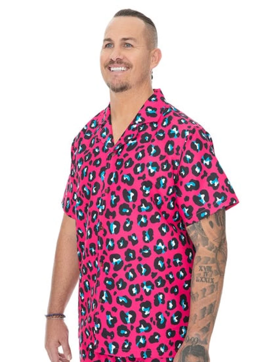 BUILT N FIT Men's Neon Animal Print Short Sleeve Shirt - Big & Tall Graphic Tee