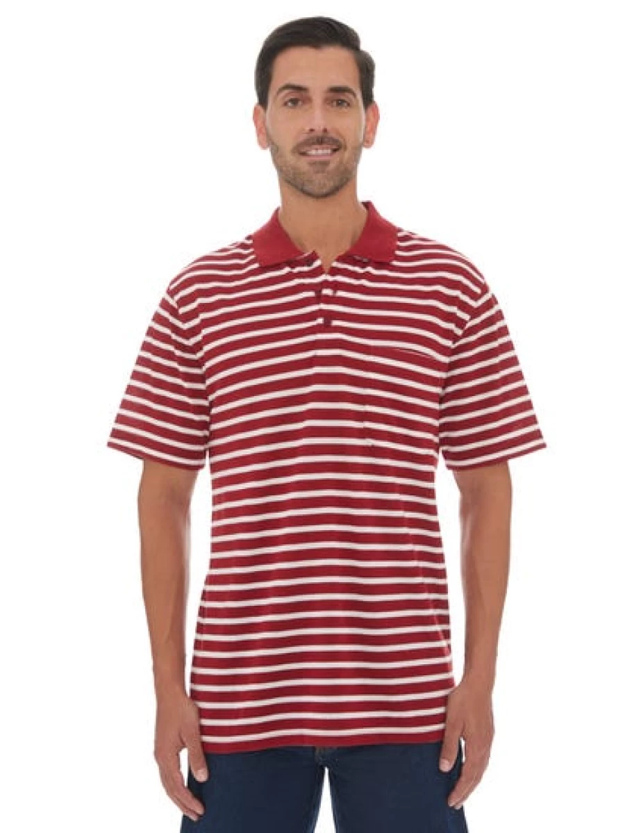 Lowes Men's Classic Red & White Striped Polo Shirt