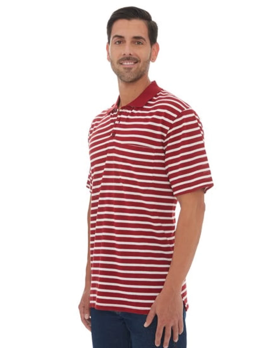 Lowes Men's Classic Red & White Striped Polo Shirt