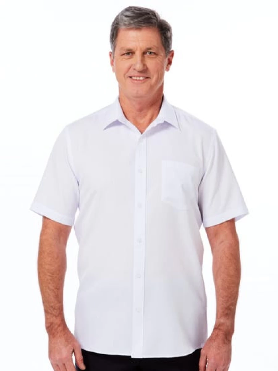 Lowes Men's Premium Self-Striped White Short Sleeve Shirt