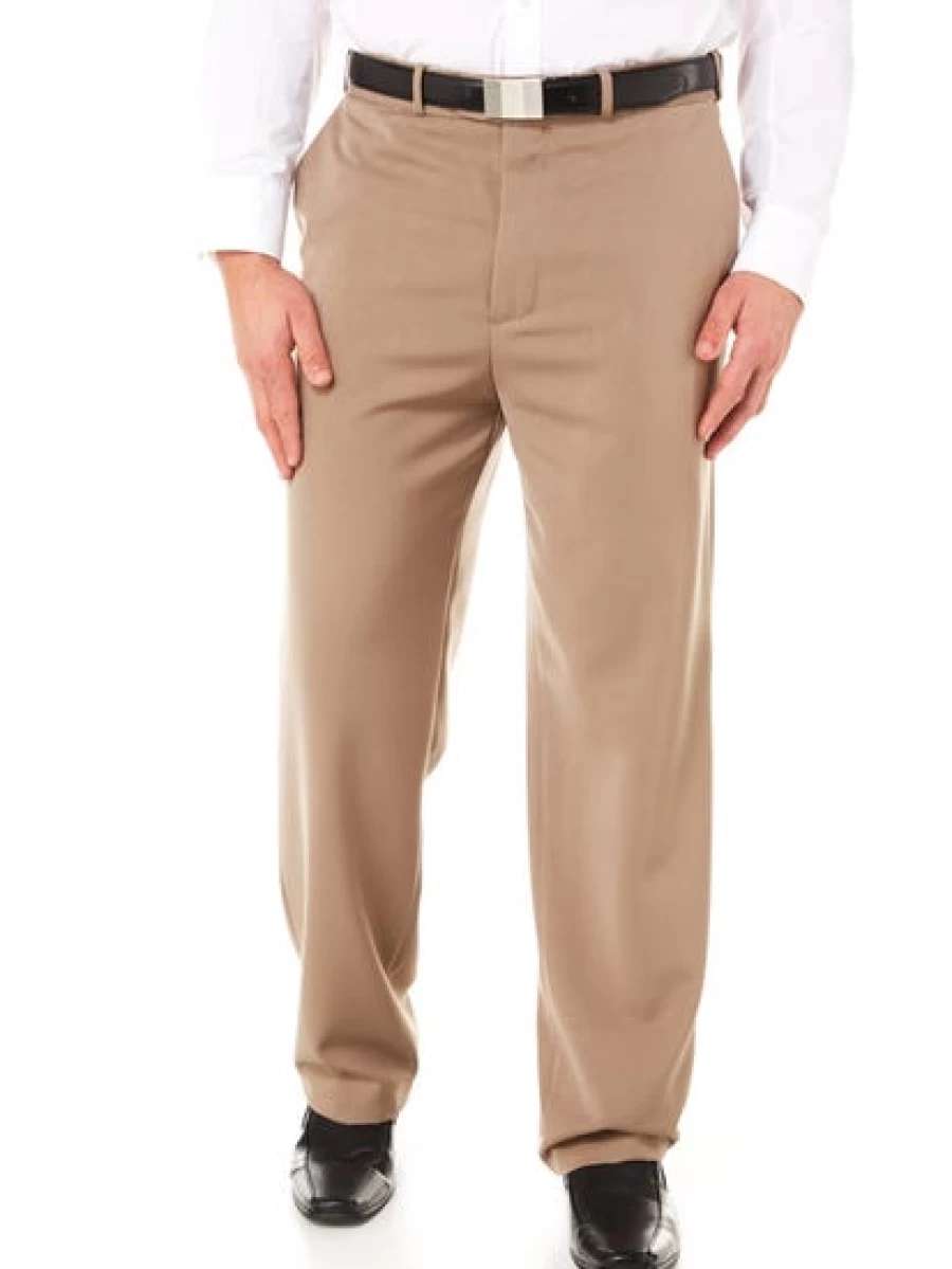 Robert Huntley Men's Microfibre Trousers - Beige Regular Fit Comfortable Casual Pants