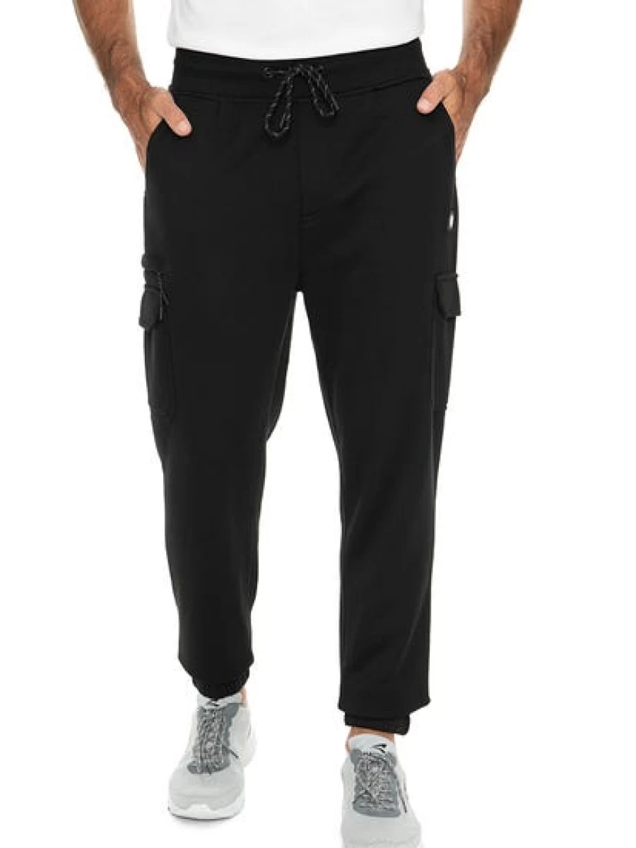 Trojan Men's Black Fleece Track Pants with Side Zippers - Comfortable & Stylish Joggers