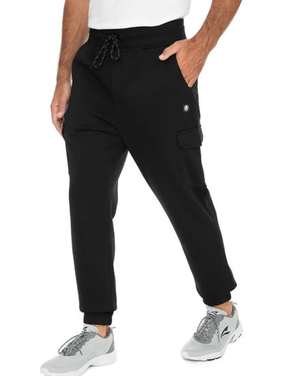 Trojan Men's Black Fleece Track Pants with Side Zippers - Comfortable & Stylish Joggers