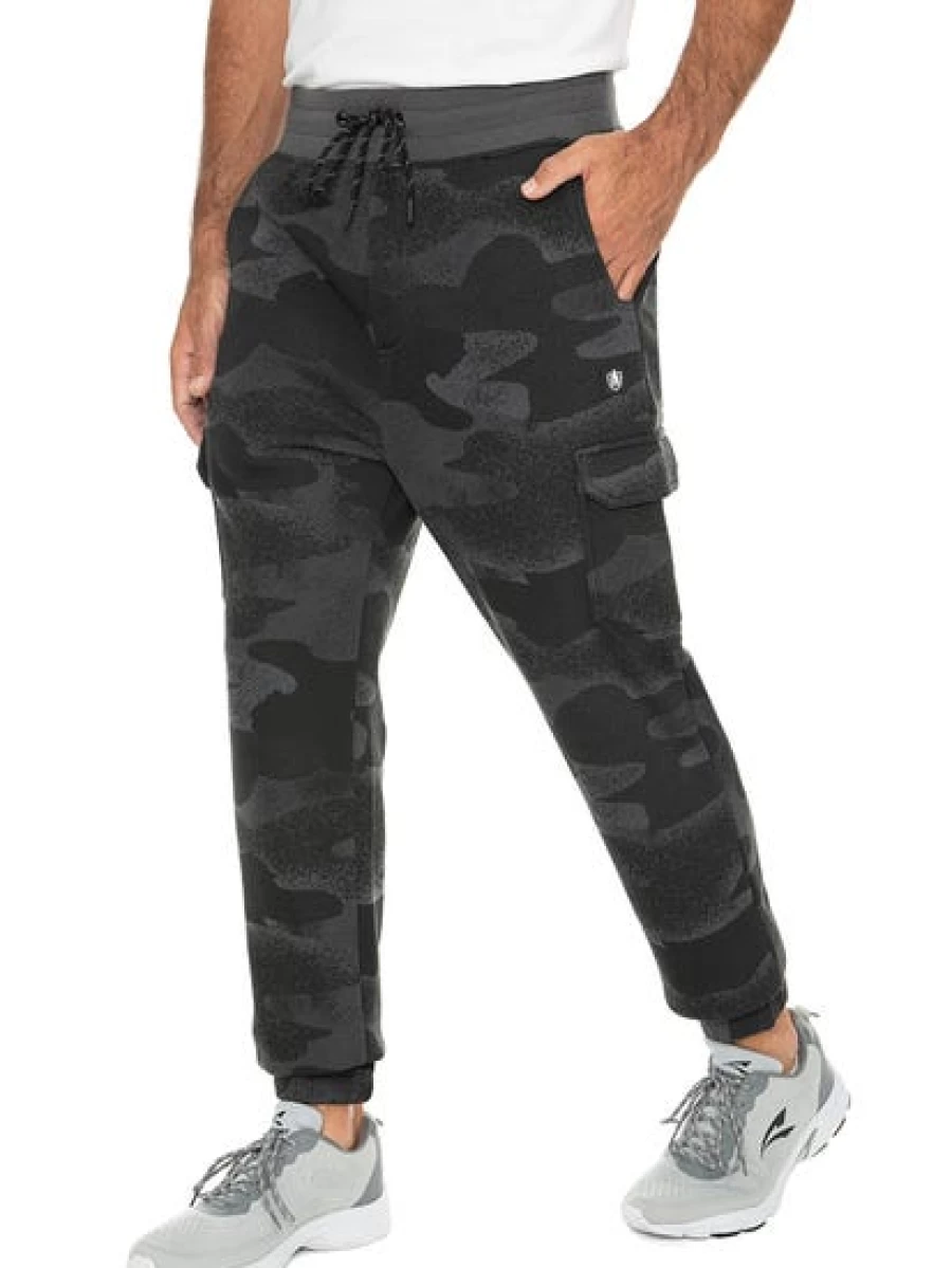 TROJAN Men's Camo Grey Fleece Track Pants - Comfortable Jogging & Workout Sweatpants