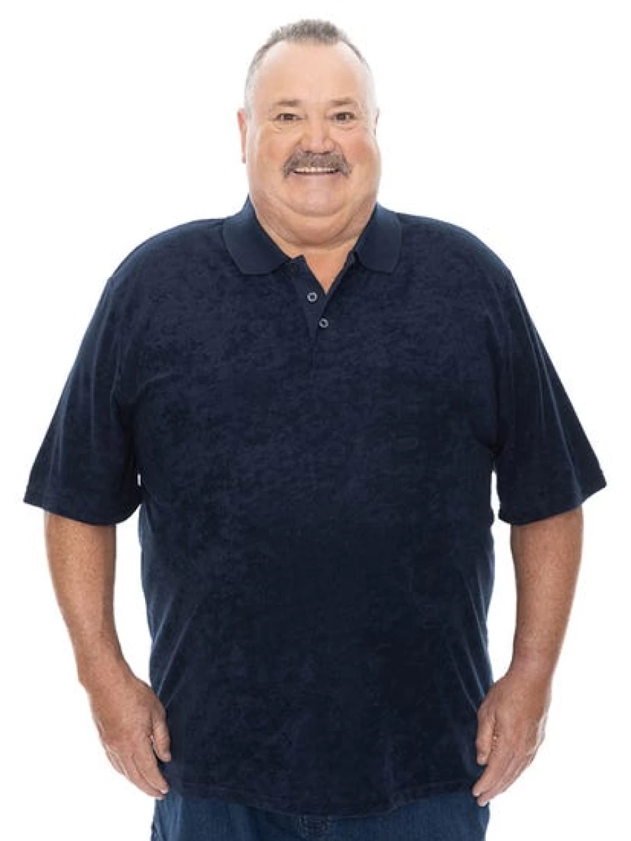 Built N Fit Men's Navy Terry Polo Shirt - Big & Tall Comfort Top
