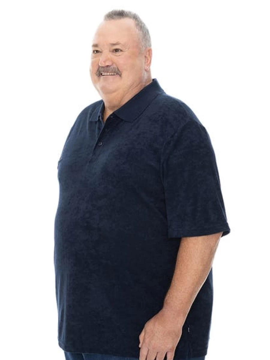 Built N Fit Men's Navy Terry Polo Shirt - Big & Tall Comfort Top