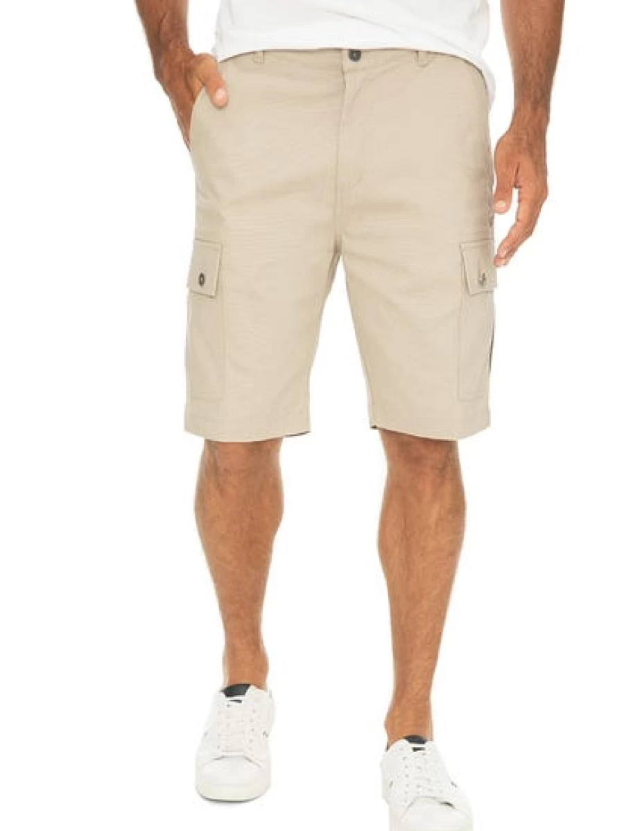 Men's Beige Stretch Canvas Cargo Shorts by Traders - Comfortable & Durable Outdoor Wear