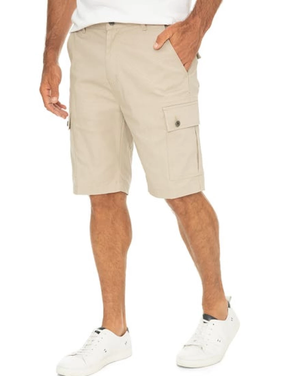 Men's Beige Stretch Canvas Cargo Shorts by Traders - Comfortable & Durable Outdoor Wear