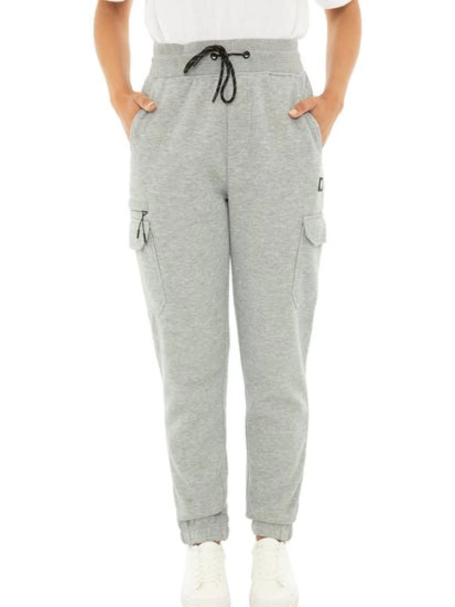 Trojan Unisex Grey Marle Fleece Track Pants with Side Zippers for Comfort & Style