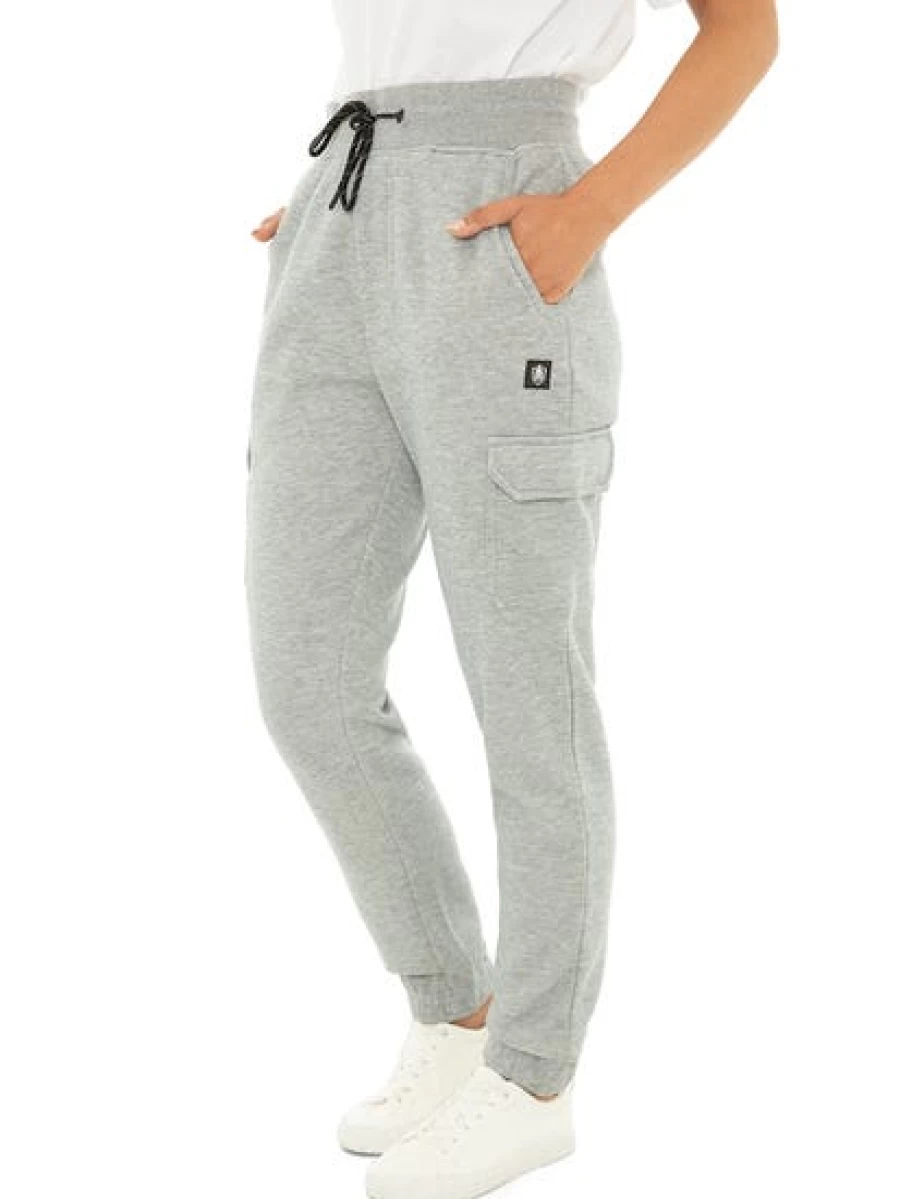 Trojan Unisex Grey Marle Fleece Track Pants with Side Zippers for Comfort & Style