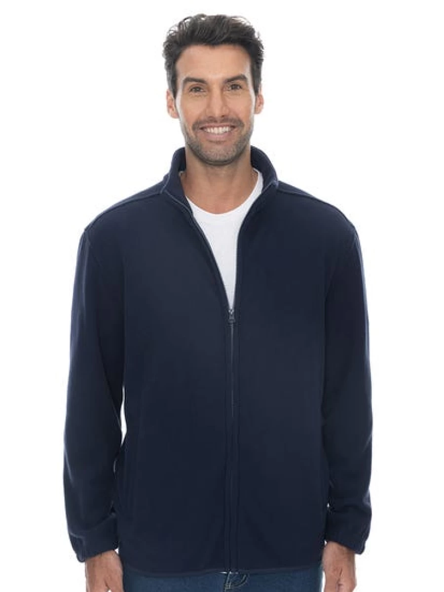 Lowes Men's Navy Polar Fleece Zip-Up Jacket - Warm Winter Fleece Outerwear