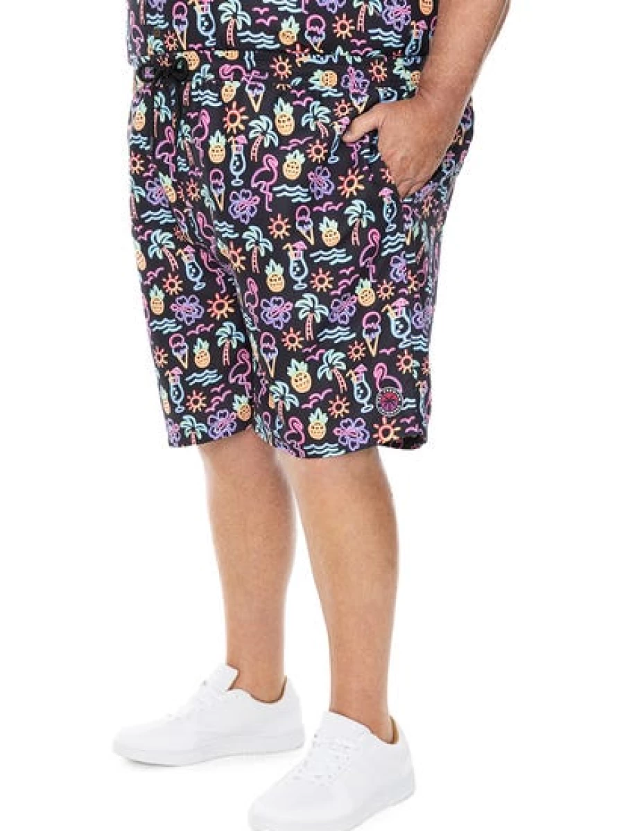 BUILT N FIT Men's Big & Tall Bright Tropical Print Summer Shorts