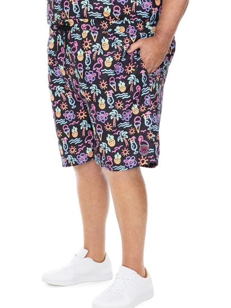 BUILT N FIT Men's Big & Tall Bright Tropical Print Summer Shorts