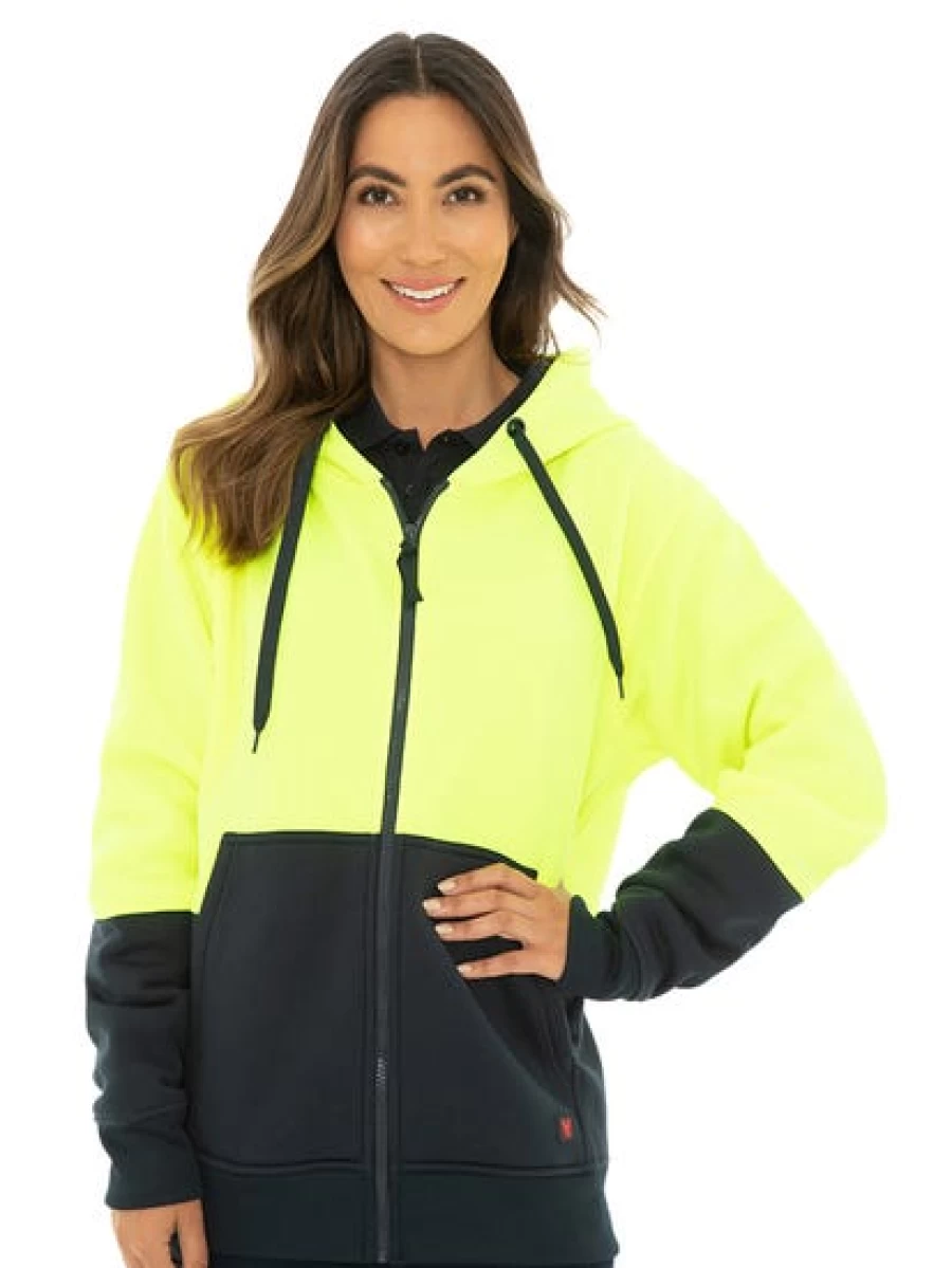 Men's Traders High Visibility Zip-Up Hoodie - Yellow & Navy Safety Workwear