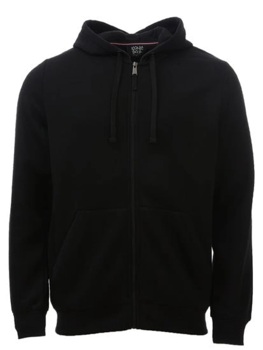 Iconic Soul Men's Black Zip-Up Fleece Hoodie - Warm & Stylish Pullover