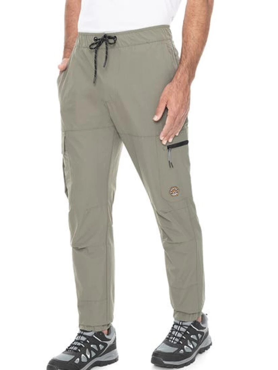 Outer Peak Men's Hiking Cargo Pants - Elastic Waist, Khaki Outdoor Adventure Trousers