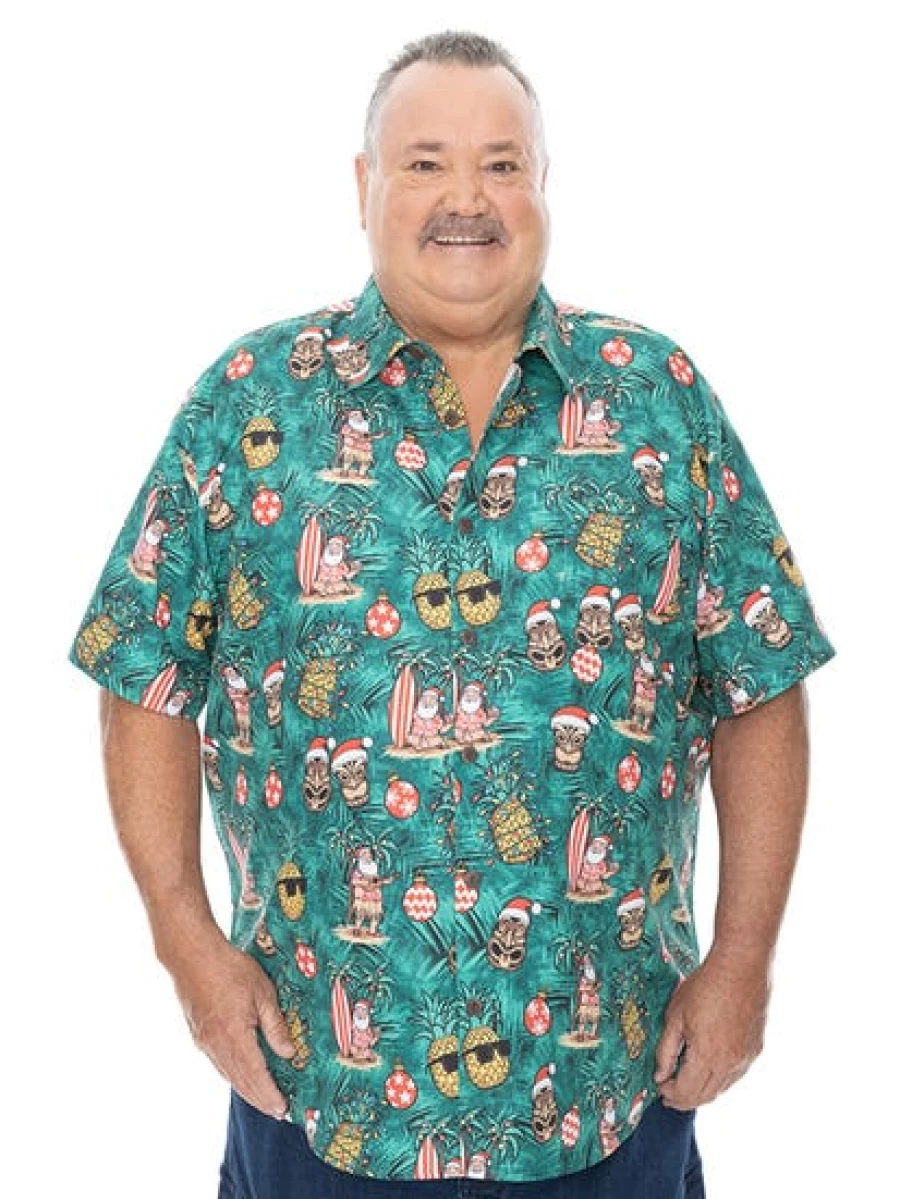DBK Men's Big & Tall Christmas Hawaiian Shirt - Holiday Aloha Print Shirt for Men
