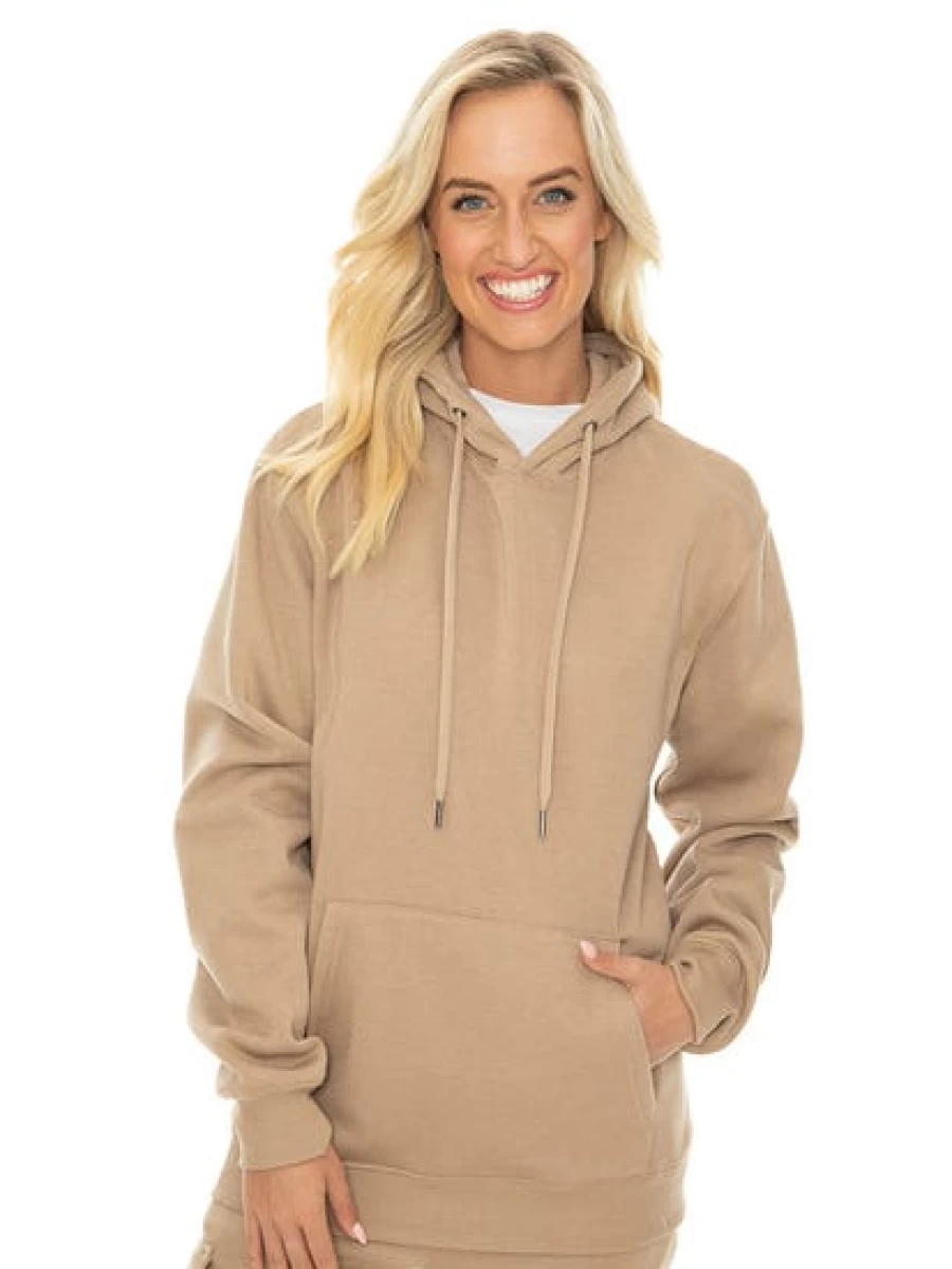 Lowes Unisex Fleece Popover Hoodie in Caramel - Soft & Cozy Pullover Sweatshirt
