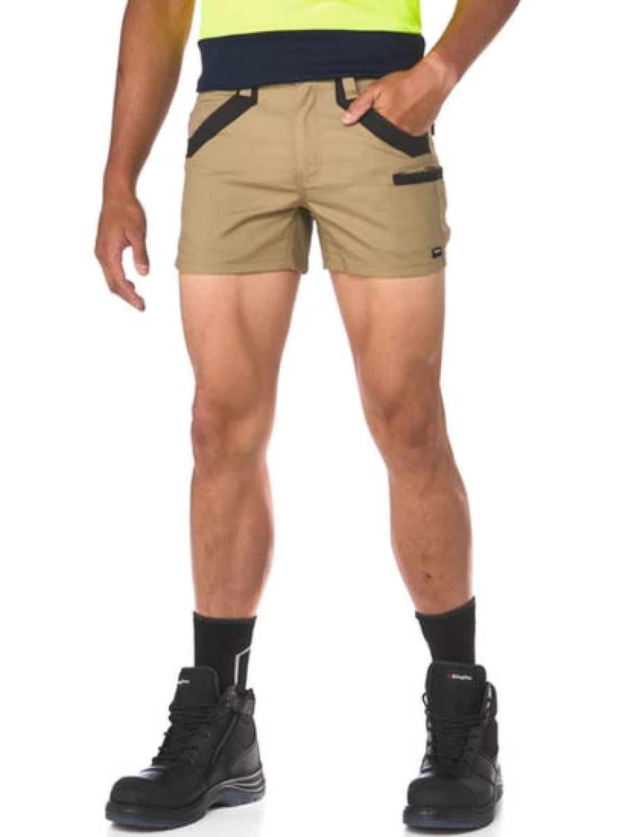 King Gee Men's Khaki Utility Shorts - Durable Work Shorts with Multiple Pockets