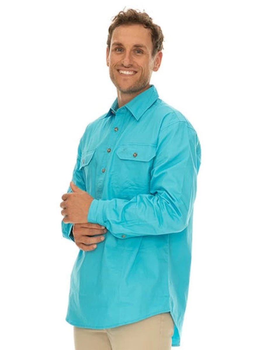 Men's Traders Country Shirt in Aqua - Casual Button-Up Shirt for Men
