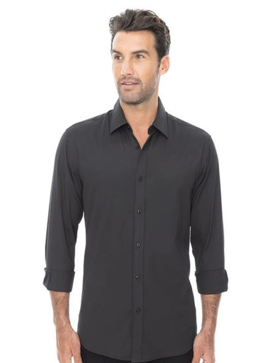 Manhattan Men's Black Self Stripe Business Shirt - Formal Office Wear