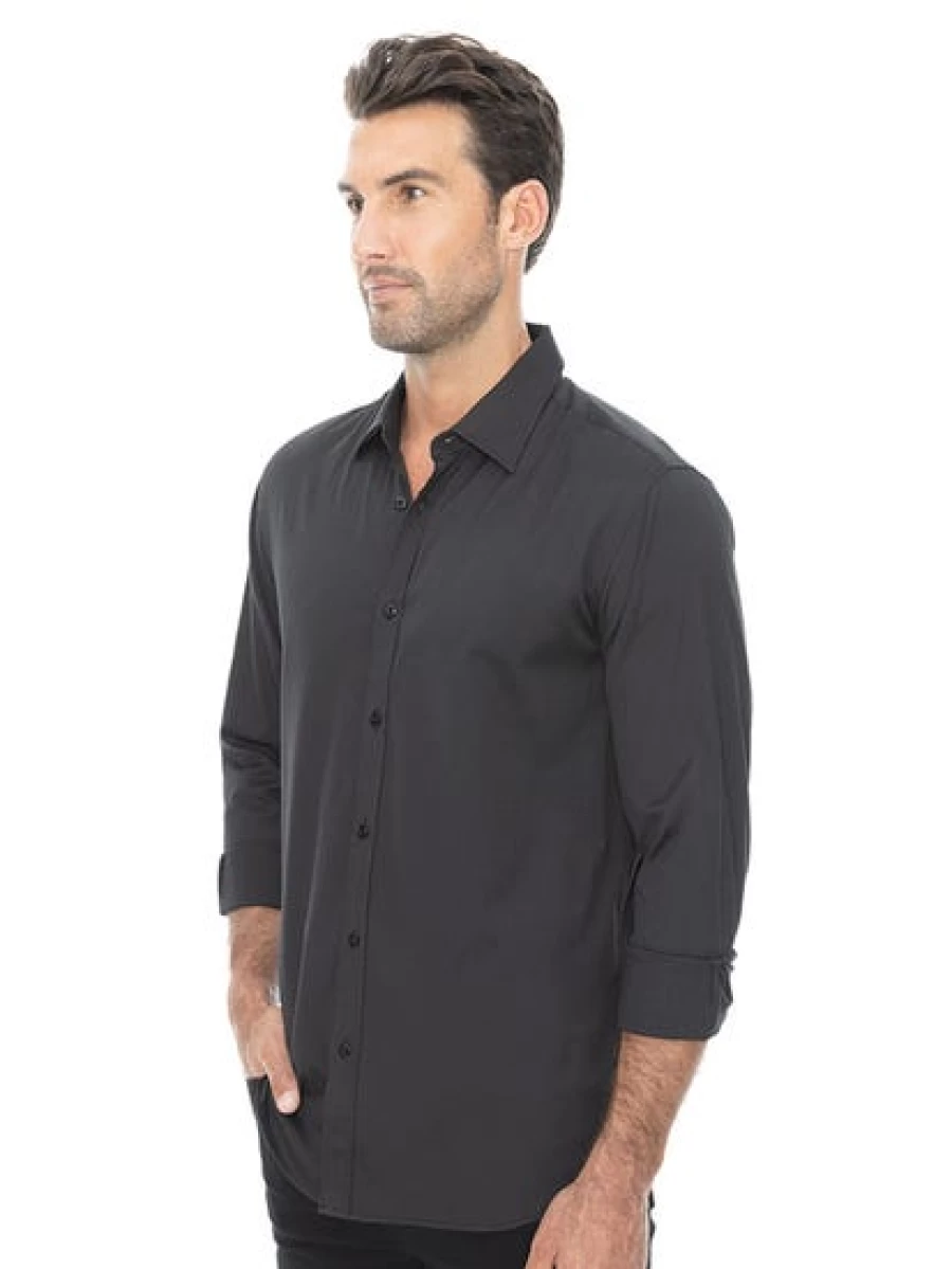 Manhattan Men's Black Self Stripe Business Shirt - Formal Office Wear