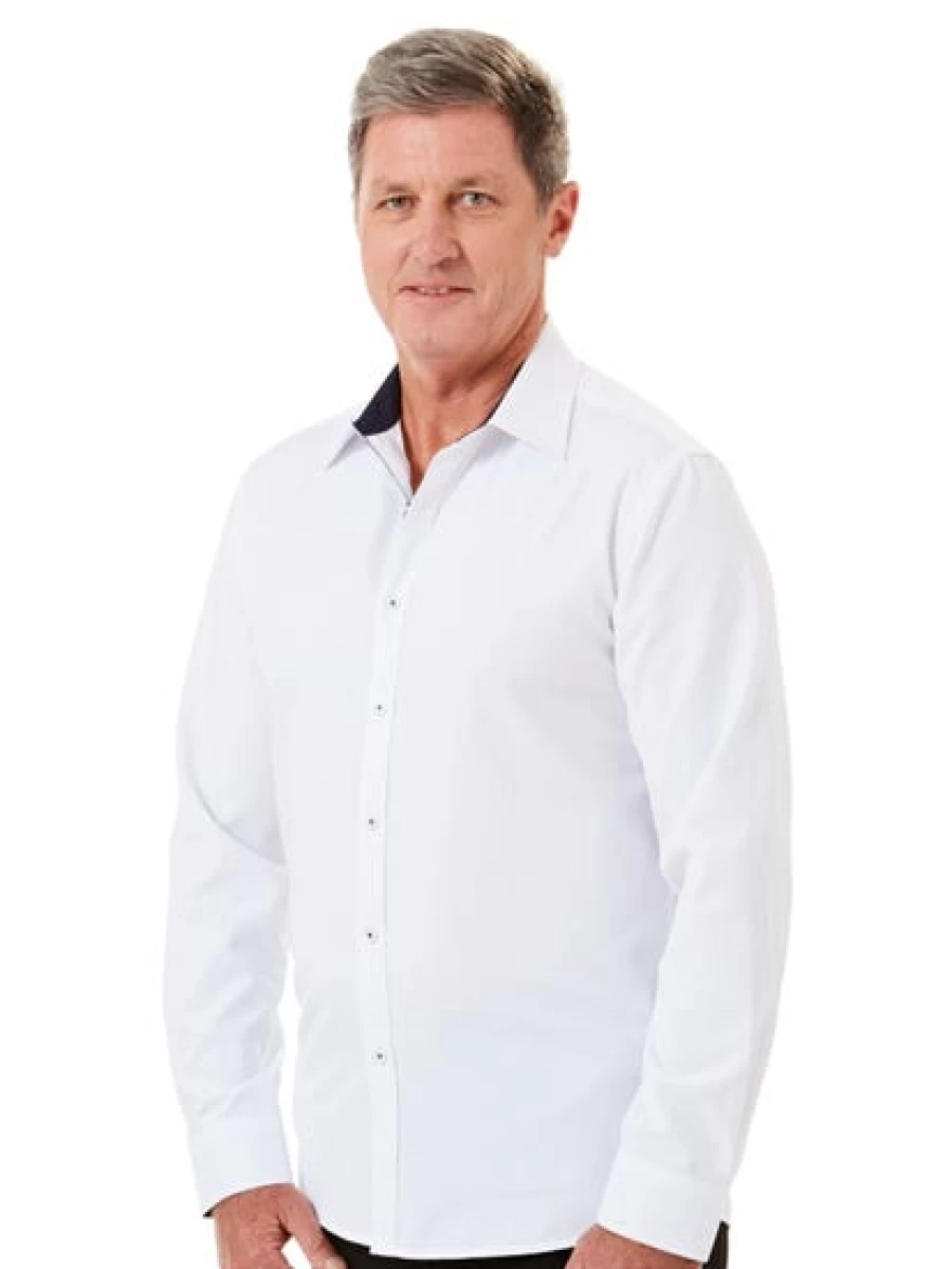 Lowes Men's White Dobby Dress Shirt - Classic Formal Wear for Business & Occasions