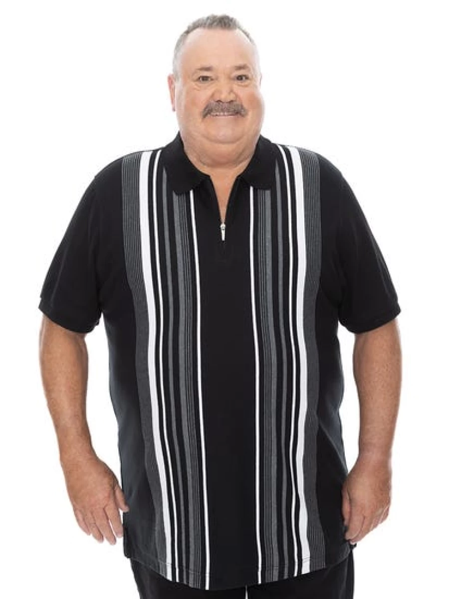 Built N Fit Men's Big & Tall Vertical Striped Polo Shirt - Slim Fit Casual Top