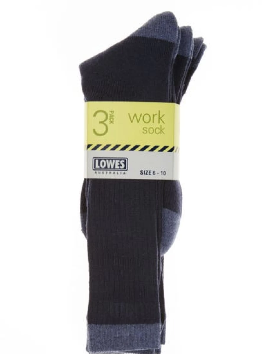 Lowes Men's Navy Work Socks 3 Pack - Durable Crew Socks for Work & Everyday Wear