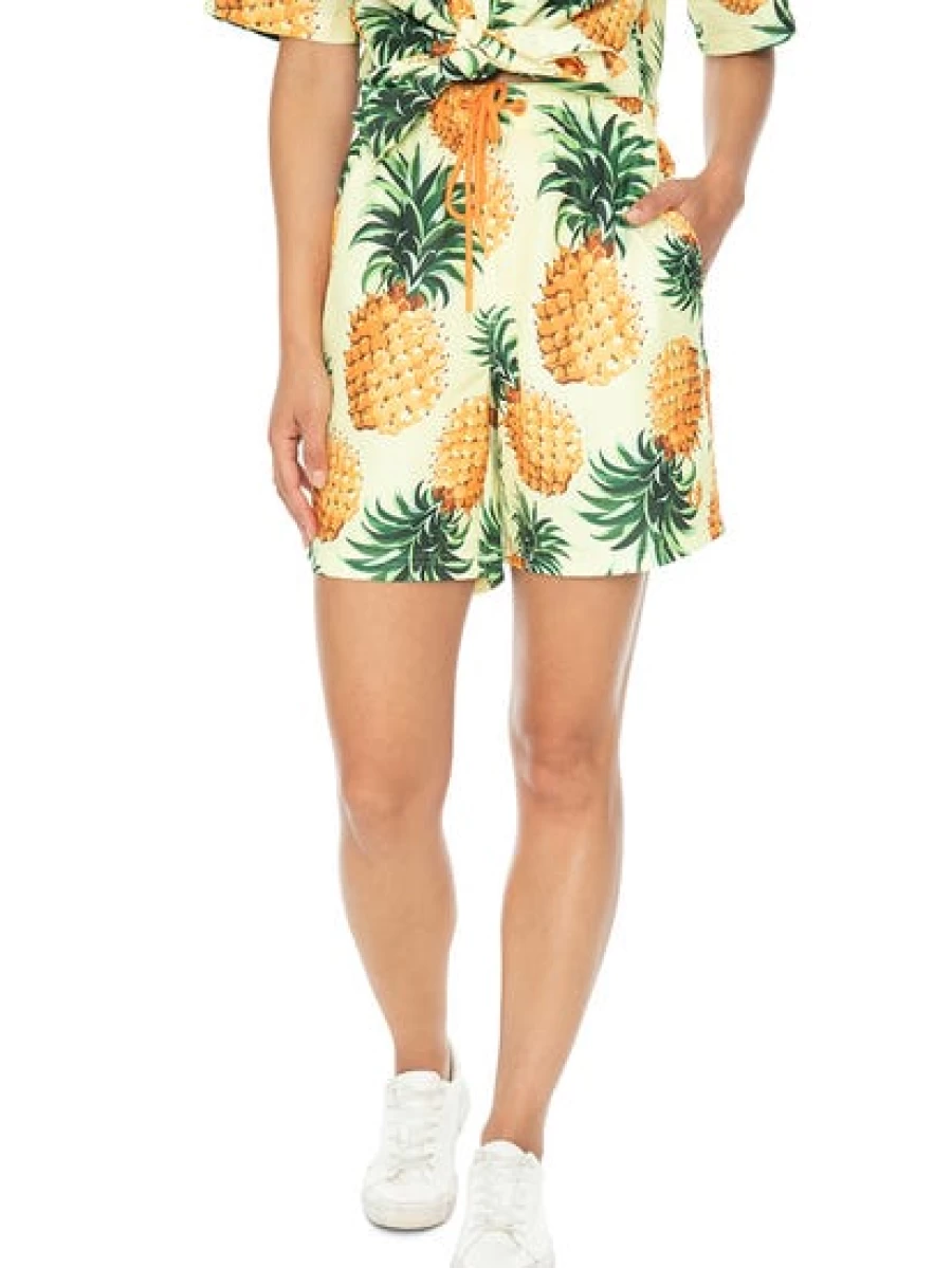 Pacifica Unisex Yellow Pineapple Print Party Shorts for Men and Women