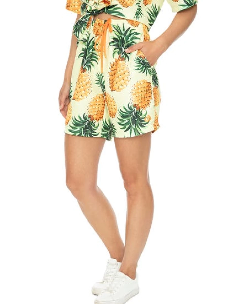 Pacifica Unisex Yellow Pineapple Print Party Shorts for Men and Women