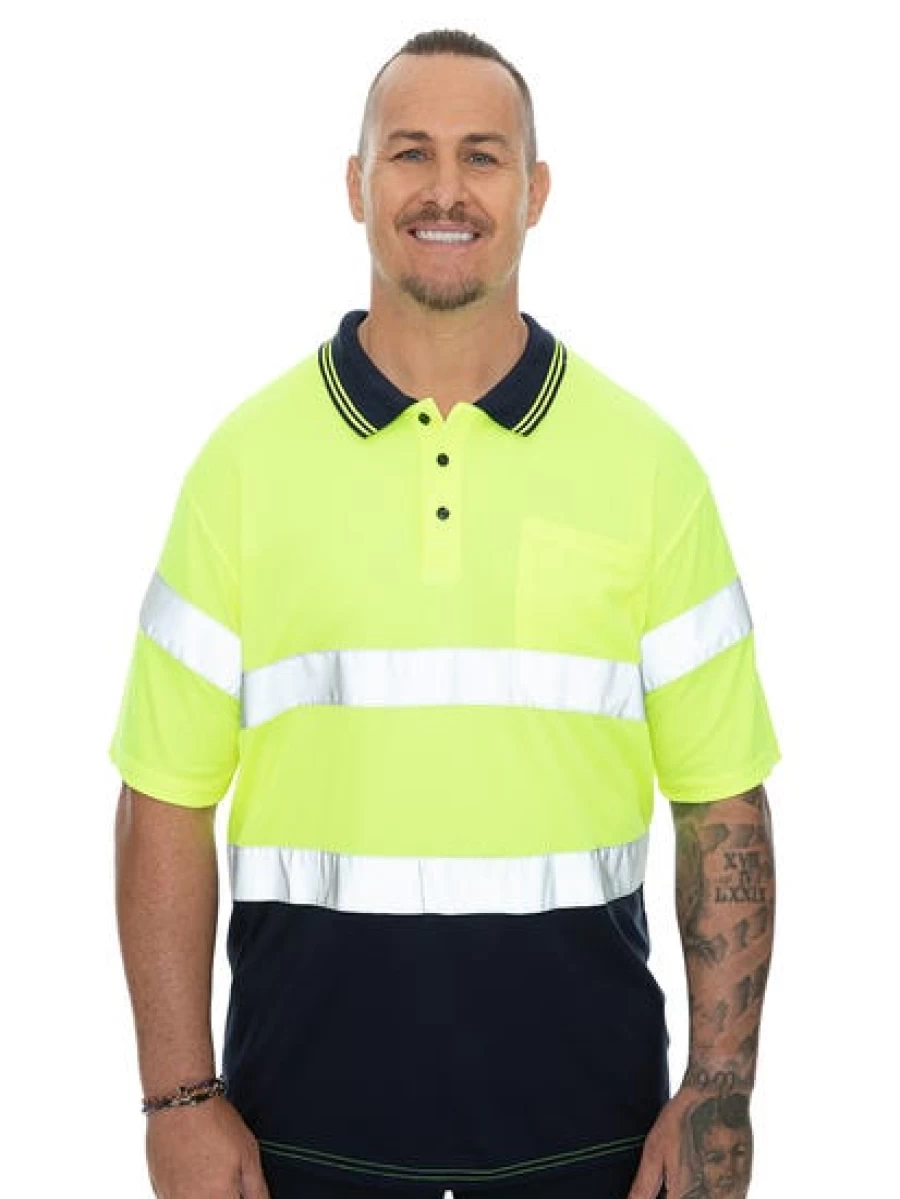Men's Traders Yellow Striped Short Sleeve Polo Shirt