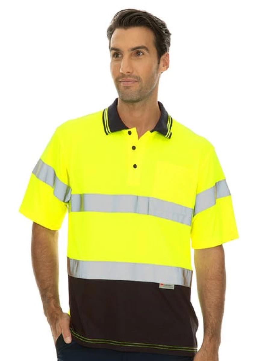 Men's Traders Yellow Striped Short Sleeve Polo Shirt
