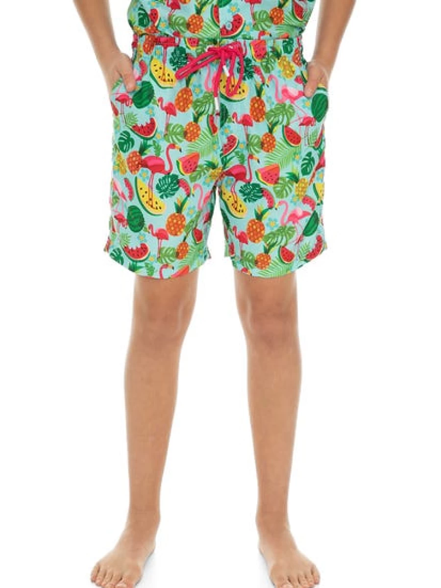 Riley Adams Kids' Fruity Flamingo Printed Shorts for Boys and Girls