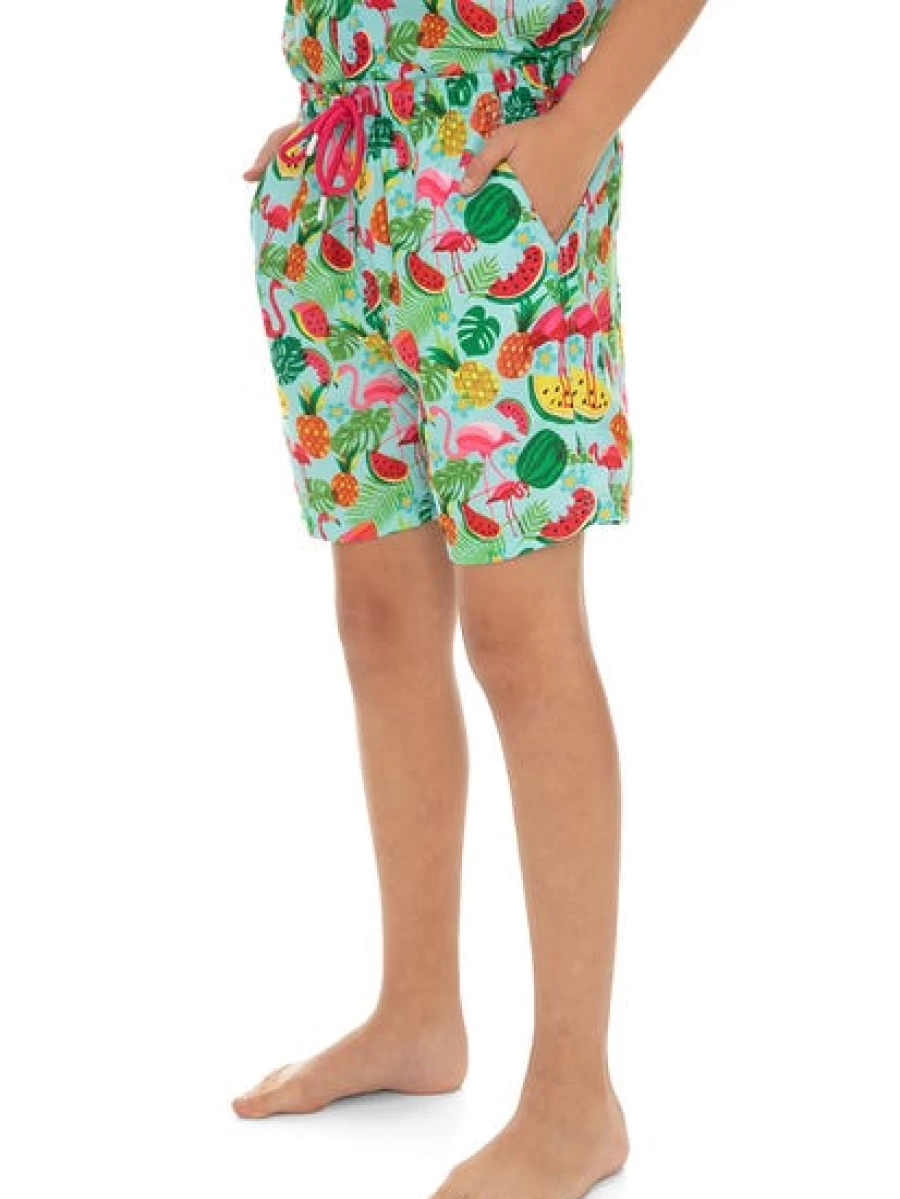 Riley Adams Kids' Fruity Flamingo Printed Shorts for Boys and Girls