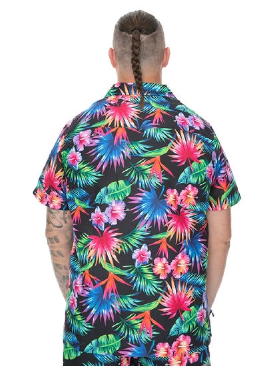 BUILT N FIT Men's Bright Tropical Print Short Sleeve Shirt