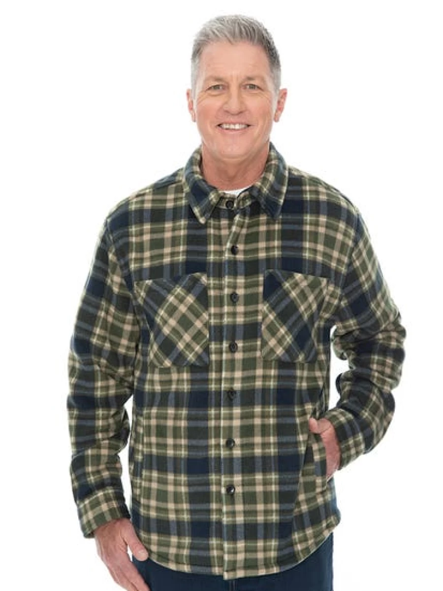 Lowes Men's Brown Checkered Shacket - Classic Plaid Shirt Jacket