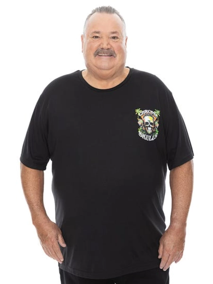 Built N Fit Men's Chrome Skull Graphic T-Shirt - Big & Tall Skull Print Tee