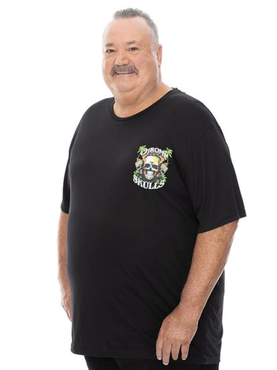 Built N Fit Men's Chrome Skull Graphic T-Shirt - Big & Tall Skull Print Tee