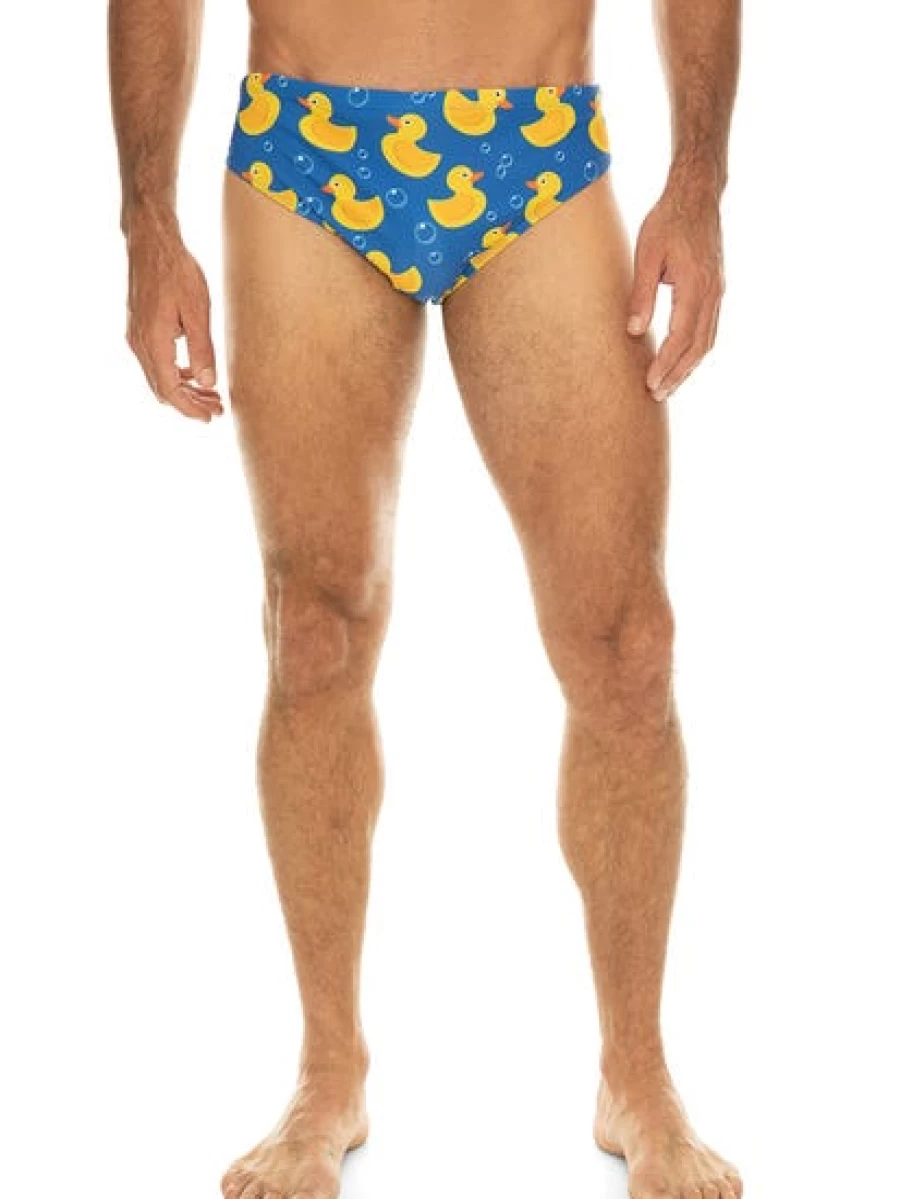 Riley Adams Men's Fun Rubber Duck Print Swim Trunks for Swimming and Beach