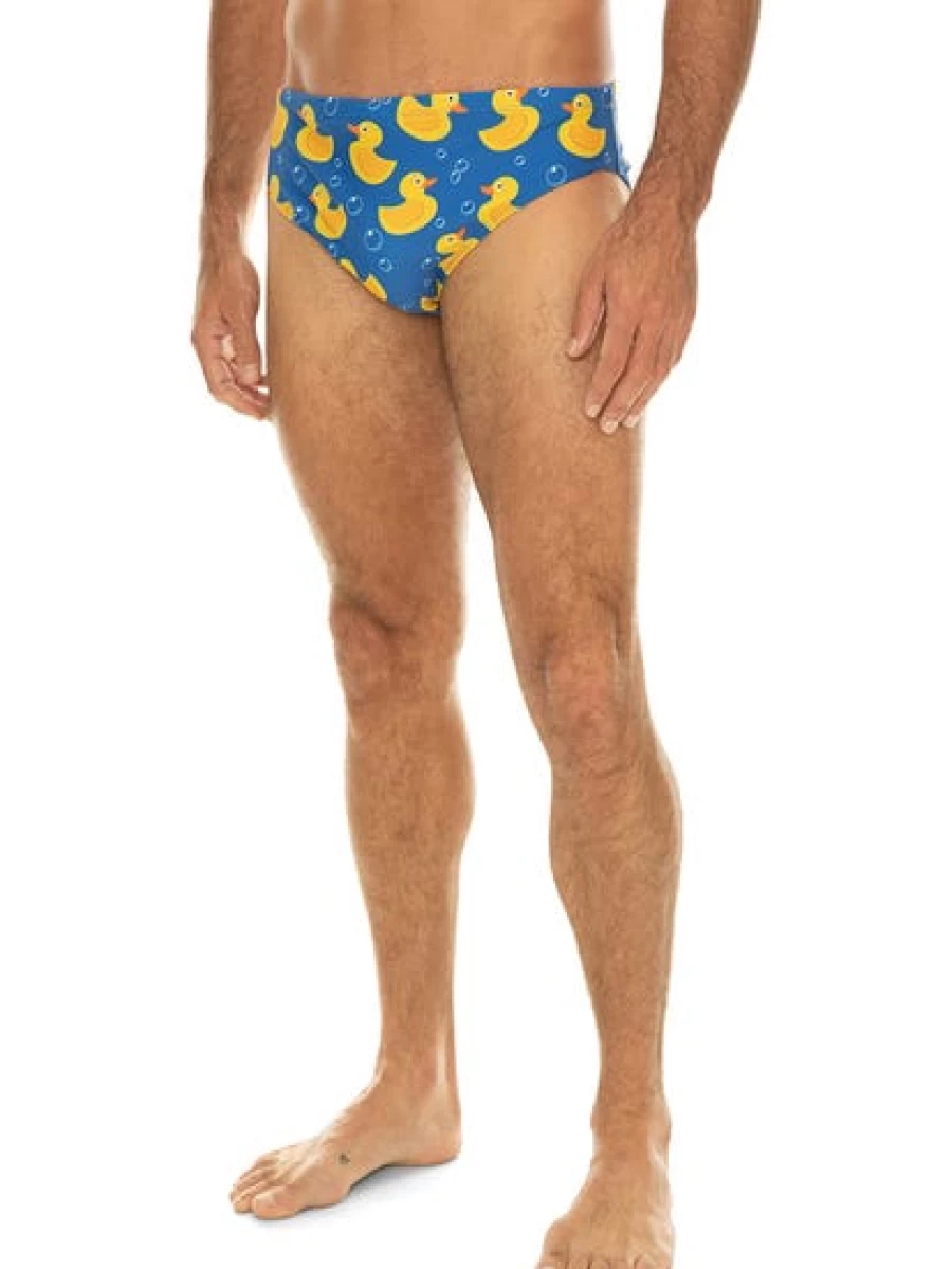Riley Adams Men's Fun Rubber Duck Print Swim Trunks for Swimming and Beach